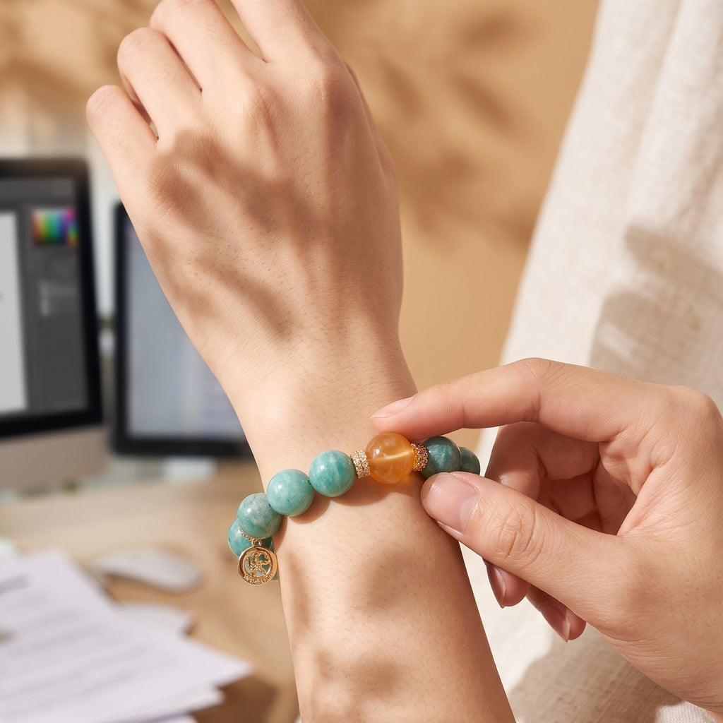 Dreamy Pastel "Bear & Bow" Mixed Gemstone Bracelet