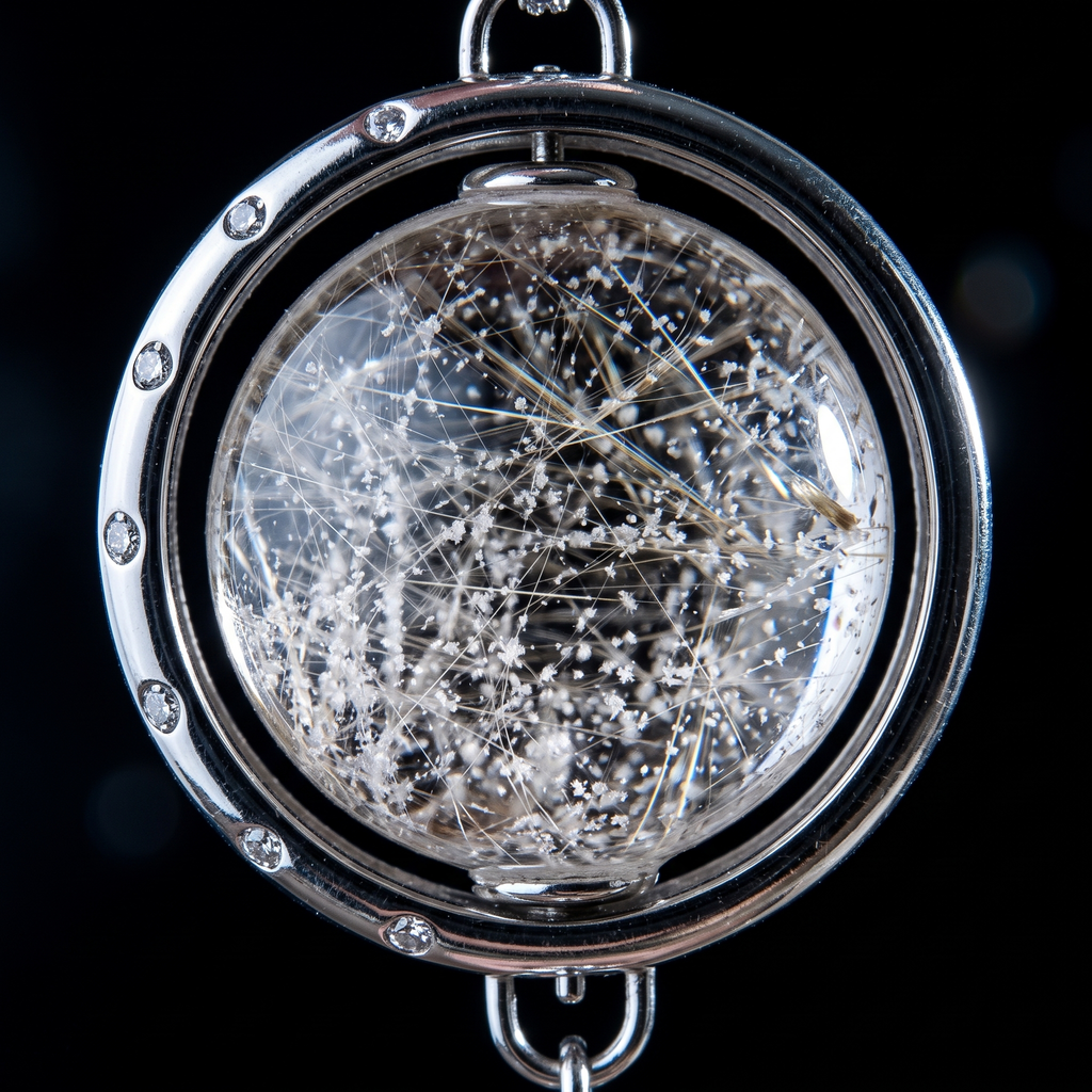 "Celestial Compass" Silver Rutilated Quartz Pendant