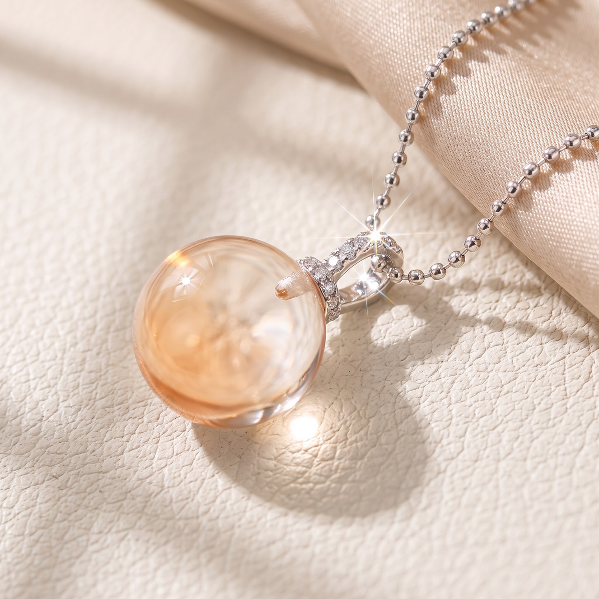 "Peach Sunshine" Golden Rutilated Quartz Pendant